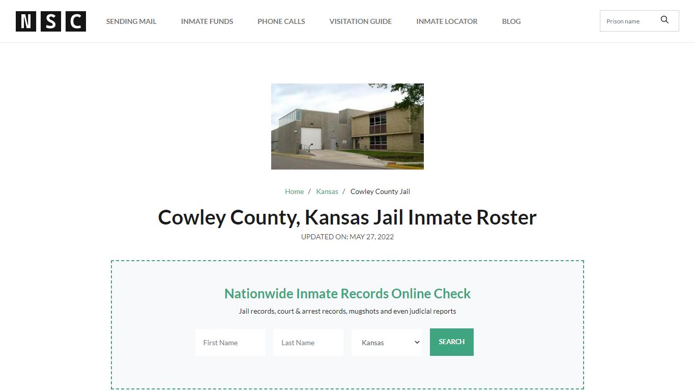 Cowley County, Kansas Jail Inmate List